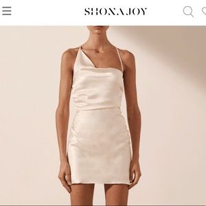 NWT Shona Joy LA LUNE ASYMMETRICAL BIAS COWL MINI DRESS - CREAM US 2